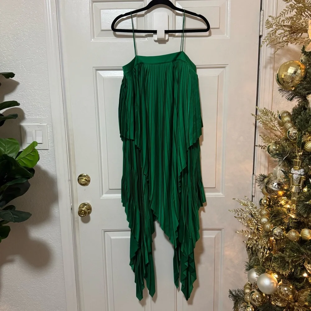 Acler Cedar Pleated Dress Emerald Green Size US 2 AU 6 $465 - Picture 2 of 11